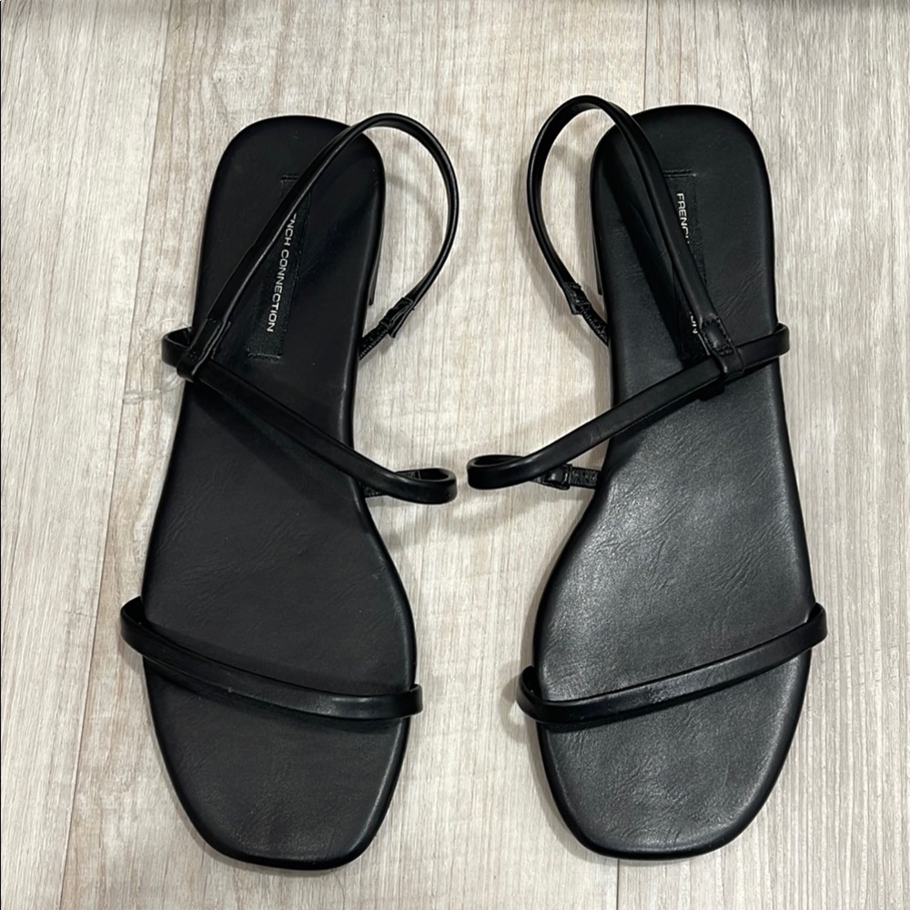 French Connection Black Minimalist Sandals